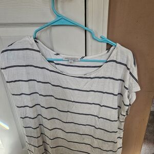 Green Envelope Black Striped Short Sleeve Top